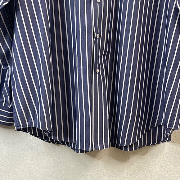 Ralph Lauren Mens XXL Blake Navy & White Striped Button-Up Shirt 100% Cotton - Picture 7 of 13